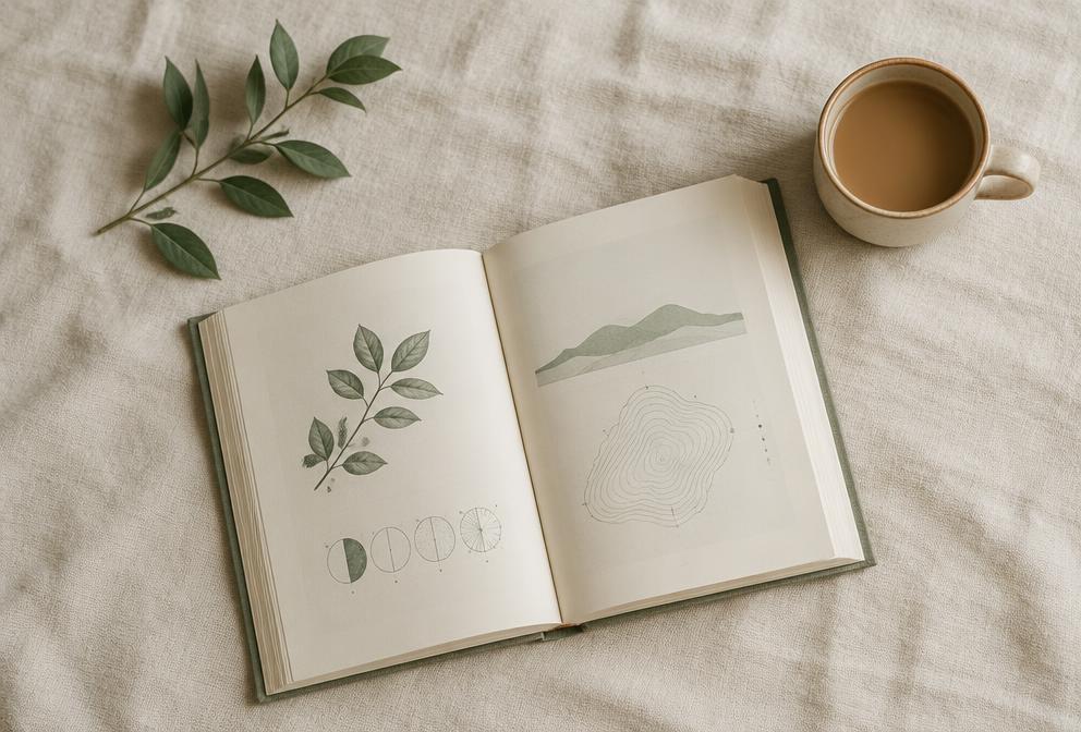 Livro aberto com anotações e uma caneta sobre uma mesa clara